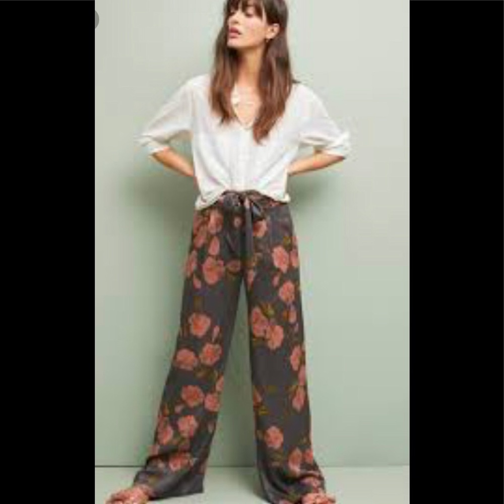 Wide-leg Floral Pants Anthropologie